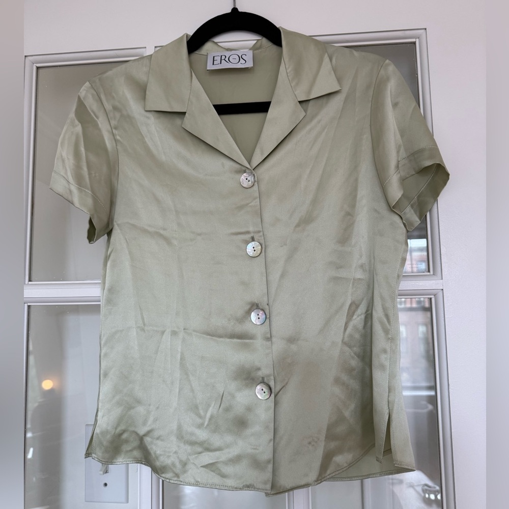The Great Eros Silk Light Green Button-Down Shirt and Boxer Shorts